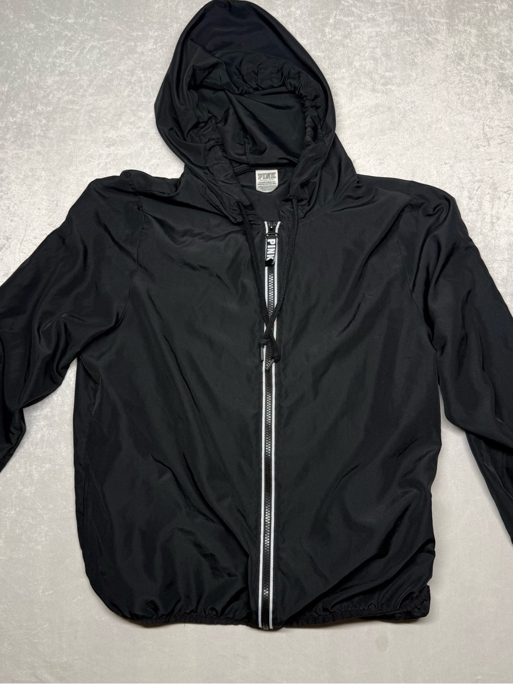 PINK Victoria's Secret Black Hooded Windbreaker Jacket